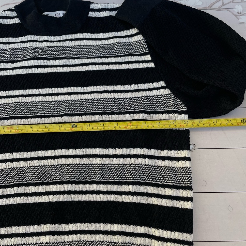 St. John Black and White Striped Knit sweater - Picture 7 of 9